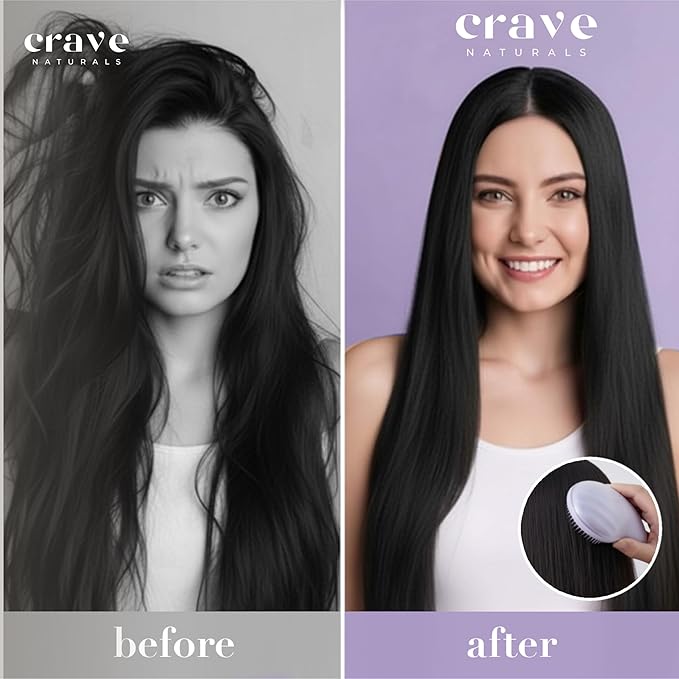 Crave Naturals Detangling Hair Brush Large Purple – Glide Thru Hair Detangler Brush for Women, Kids & Toddlers – Gentle Scalp Care, No-Pain Tangle-Free Hairbrush for All Hair Types