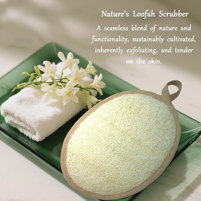 ReedChaCha Natural Loofah Sponge, Eco-Friendly Egyptian Luffa Sponge