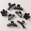 8PCS Hair Clips for Women, Flower Claw Clips for Thick Hair, Non-Slip Hair Accessories with Multi-Styles, Black Color Hair Claw Clips and Variety Pack, Ideal for Girls