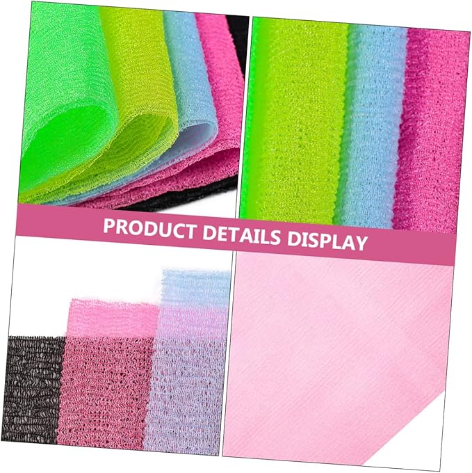 FOMIYES 5Pcs Long Strap Back Washer Exfoliating Scrubber for Bathing Skin Massage and Cleaning for Hard to Reach Areas Random Colors Random Color