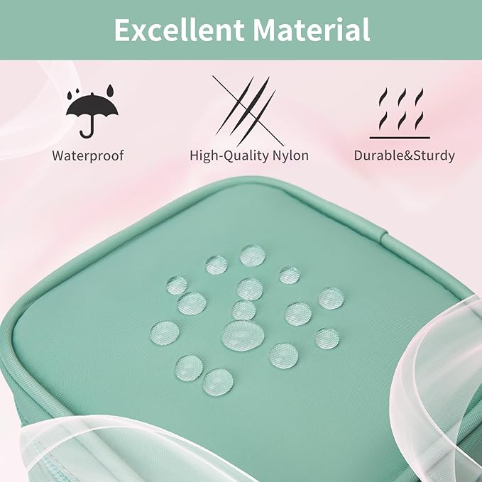 XIAOLER Small Makeup Pouch, Double Zipper Cosmetic Bag, Travel Makeup Bag, Cute Makeup Bag for Purse, Mini Toiletry Bag (mint green)