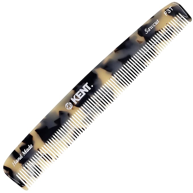 Kent F3T TY Fine Tooth Comb for Hair Parting, Handmade Combs for Men and Straightening Comb for Women, Dandruff Remover Kent Mens Combs for Fine Hair