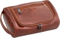 Mens Toiletry Bag, Compact Dopp Kit for Men Travel, PU Leather Shaving Kit, Water-Resistant Minimalist Organizer with Wrist Strap, Fits Grooming Essentials,Large 10x6.5x4 Inch Mocha Brown