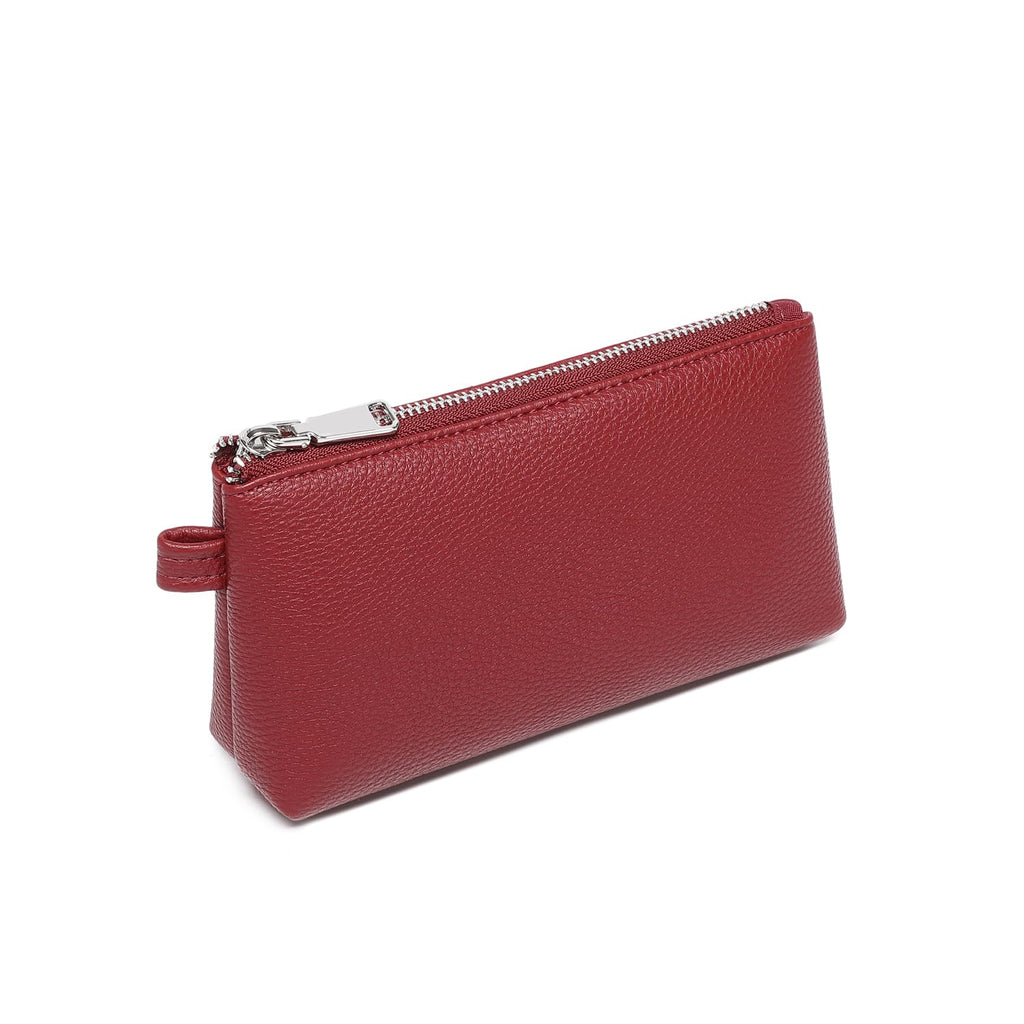 YONBEN Small Makeup Bag for Purse, Leather Cosmetic (Encore Red)