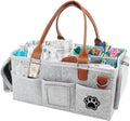 Brabtod Felt Dog Grooming Bag,Portable Tote Bag for Dogs Cats,Dog Storage Organizer for Grooming Tool Kit,3 Compartments Pet Stuff Oganizers with 8 Pockets-Grey