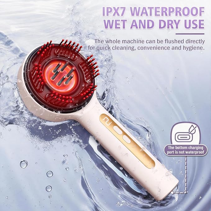 Gewaizhuan Scalp Massager, 3-in-1 Hair Oil Applicator, Cordless Electric Hair Massager, IPX7 Waterproof, Portable Scalp Brush for Hair Growth & Dandruff Removal, Salon Home & Travel Use, White