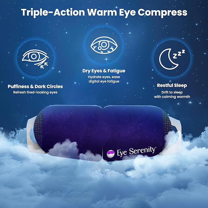 Lure Essentials Eye Serenity Steam Eye Mask, Heated Eye Mask, Self Heating Warm Compress for Dry Eyes, Fast Relief for Stye, Puffy Sensitive Eyes, Moist Heat, Gift for Women and Men - Unscented