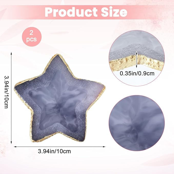 2 PCS Resin Nail Art Palette Nail Polish Palette Mixing Plate Plates White Stars Shape Makeup Plate Nails Gel Color Makeup Display Board Pallet for Art Tip Holder Display