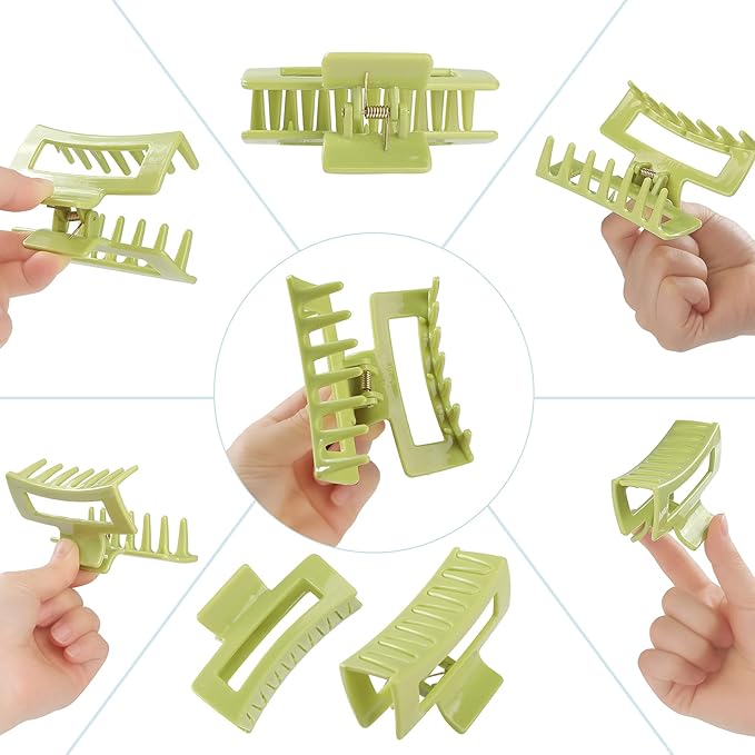 CECIAOAIME 15 Pack Rectangle Hair Claw Clips Solid Color Hair Clips Stylish Elegant Barrettes for All Hair Types for Women Non-Slip Hair Jaw Clips