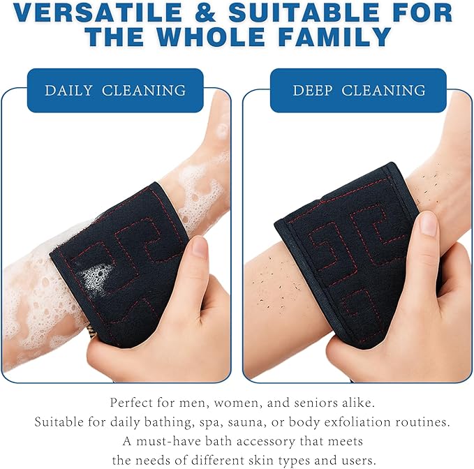 Exfoliating Back Scrubber with Handles – Double-Sided Long Bath Washer for Men & Women, Deep Cleansing Back Exfoliator for Shower & Spa Care
