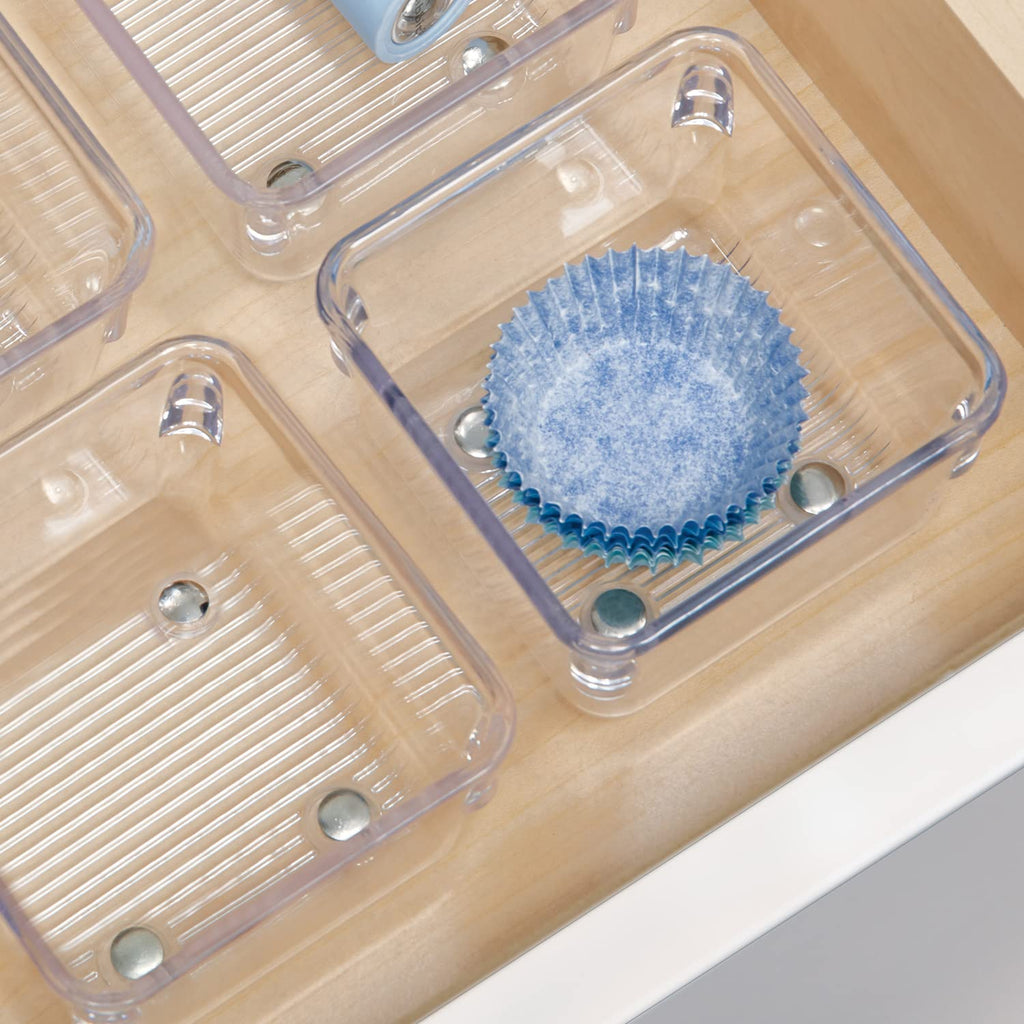 iDesign Linus Plastic Drawer Organizer, 3" x 3" x 2", Set of 2, Clear