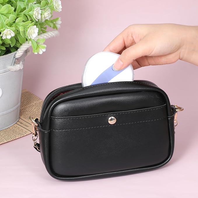 Yuomeaz 4 Pcs Cotton Round Holder, Square Powderpuff Cases Travel Cotton Round Conrainer Portable Cottons Rounds Dispenser for Women Girls Remover Cottons Ball Powderpuff Container Box