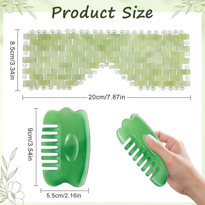 Jade Eye Mask - Resin Scalp Comb 4 Pcs Set & Ice Globes for Face