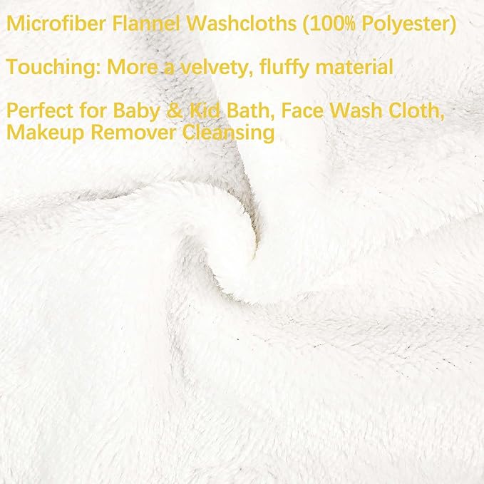 PHOGARY 6 Pack Microfiber Face Washcloths Facial Wash Mitts, 7.8"x5.1" Soft Flannel Towel for Washing Face, Reusable Makeup Remover Absorbent Easy-Dry Puffy Washcloths with Hanging Loop, White