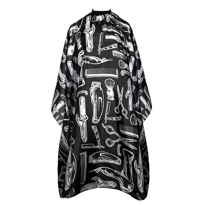 Professional 64x56 Inch Barber Cape for Men & Adults - Adjustable Waterproof Hair Cutting Cape for Salon, Hair Coloring Cape with Elastic Neck (Barber Supplies)