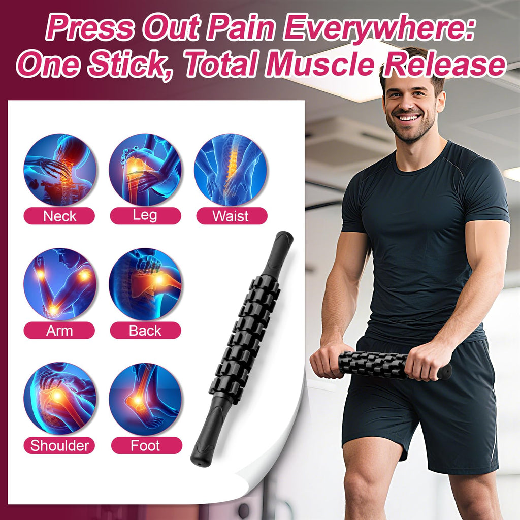 ZanLLW Muscle Roller Stick, Muscle Roller, Liposuction Massage Roller for Lymphatic Drainage, Massager Stick for Relief Muscle Soreness, Trigger Points, Help Exercise Runner Legs, Back Recovery