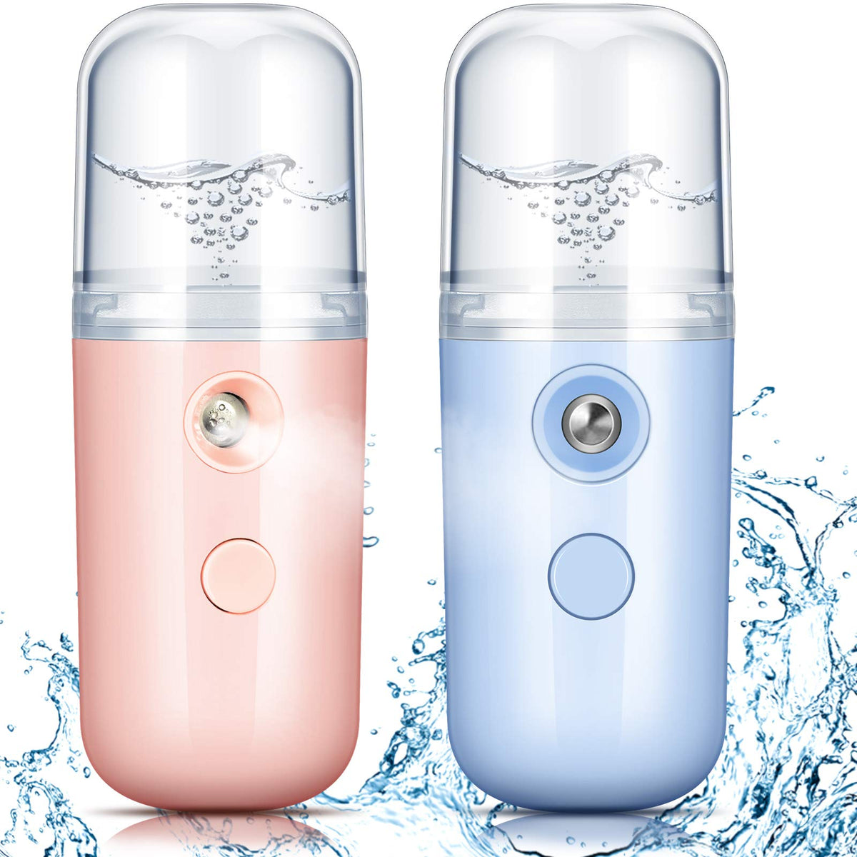 Honoson 2 Pack Nano Facial Mister Portable Sprayer(Black and Blue)