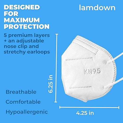 (50-Pack) KN95 Face Masks, Individually Wrapped, Premium Disposable Dust Mask, White