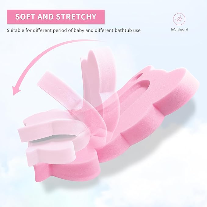 Baby Bath Sponge, Infant Comfy Soft Bath Sponges Mat, Natural Cute Shapes Skid-Proof Bathing Cushion for Toddler & Newborn, 4pcs Shape Style: Blue Dolphin, Pink Shell, Green Turtle and Big Pink Frog