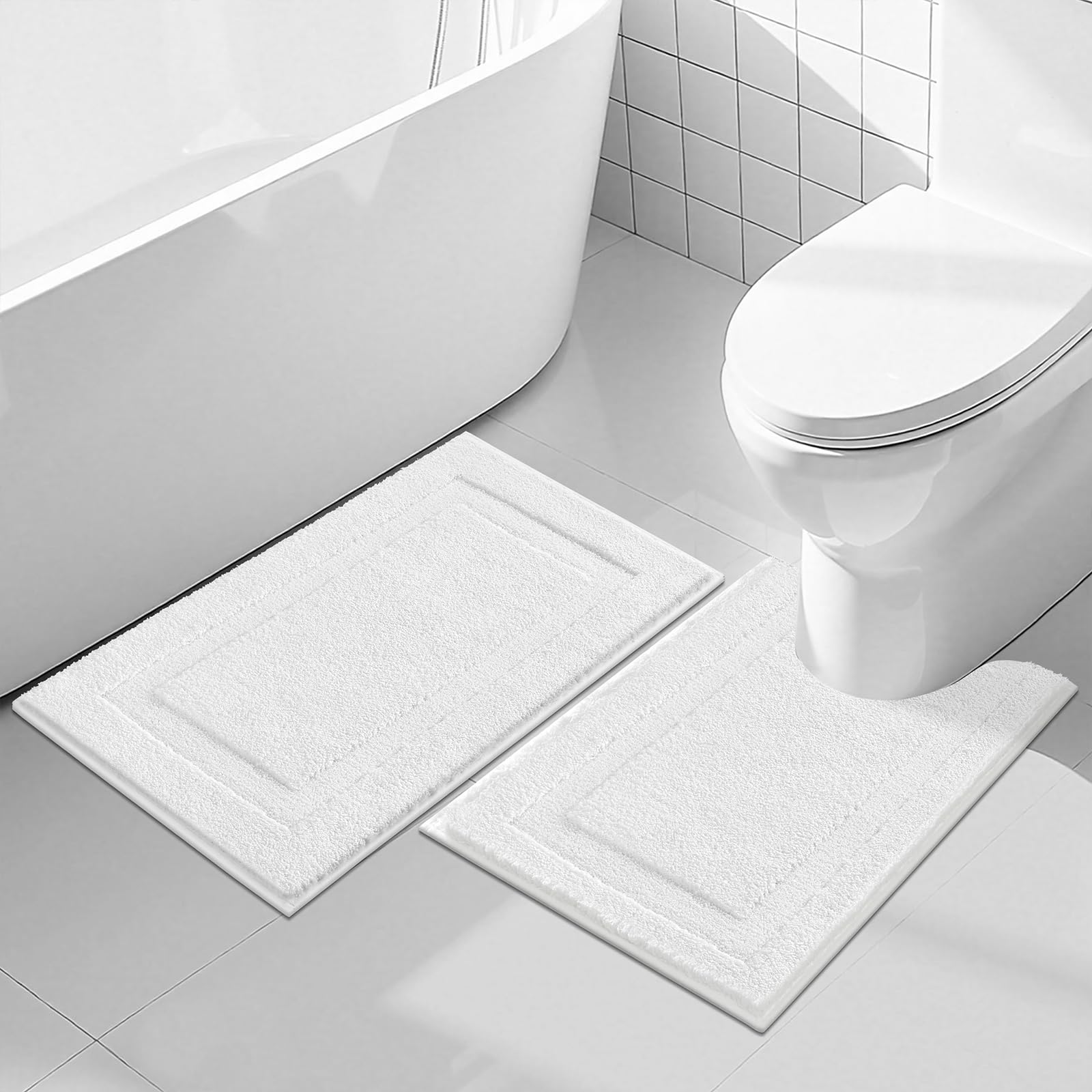 SHACOS Soft Microfiber Bathroom Rugs Set 2 Pieces with Toilet Rug