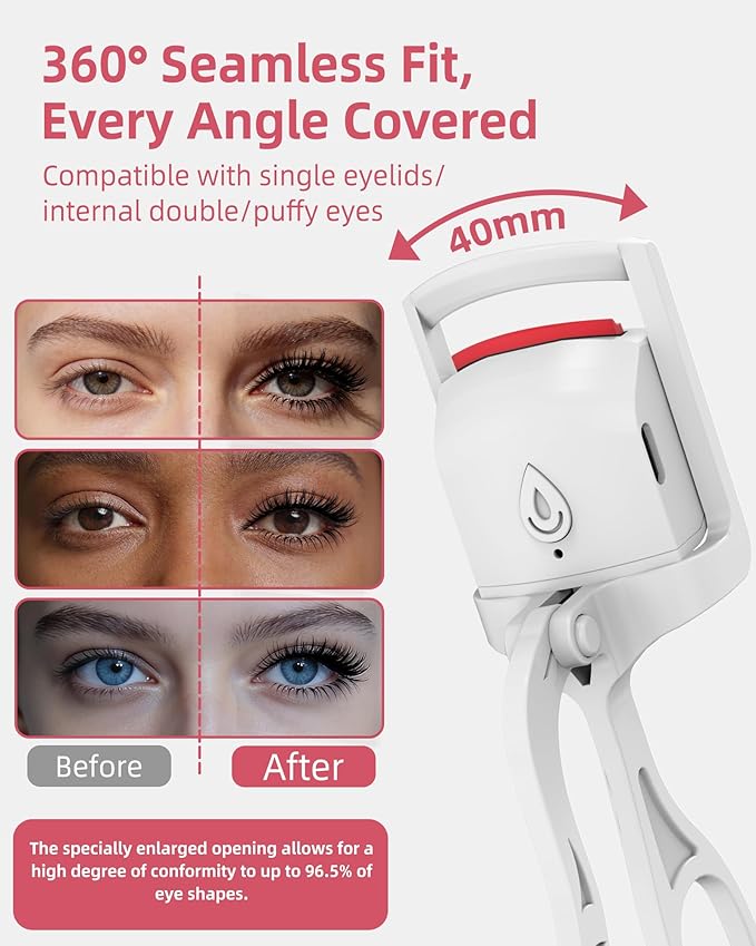 HOTRYEE 2PCS Heated Eyelash Curler (White)