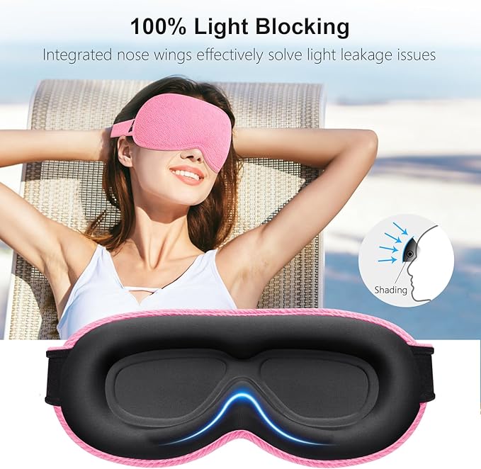 Gritin 100% Blackout Sleep Eye Mask for Women Men, Zero Pressure Sleep Mask