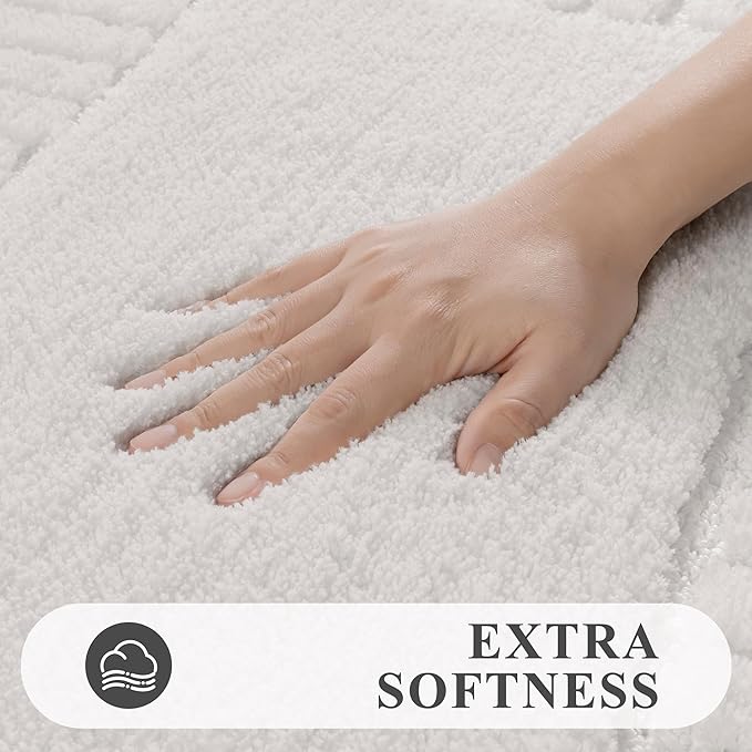 Pauwer Bathroom Rugs Sets 3 Piece, Microfiber Bath Mat Set, White