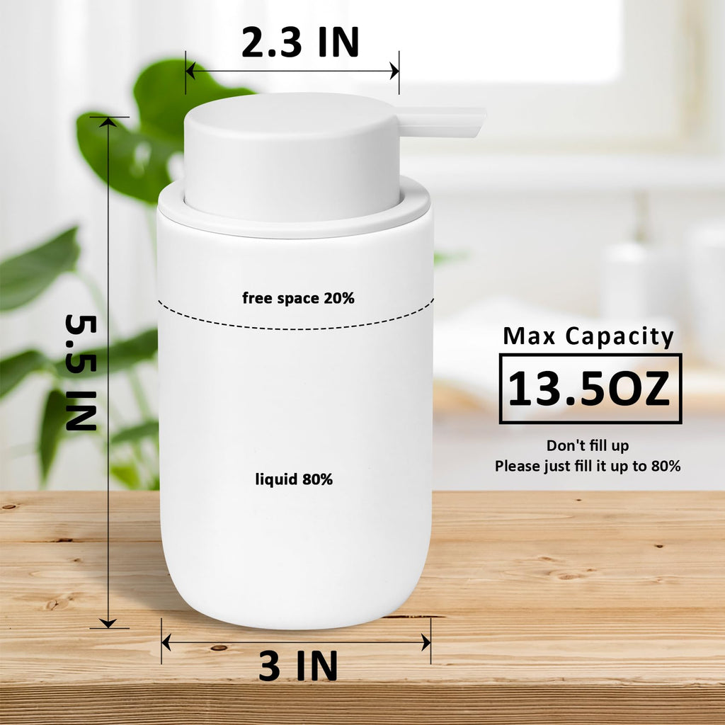 TOOZFO Soap Liquid Dispenser Ceramic with Easy-to-Press Pump Hand Liquid Dispenser for Shampoo Bathroom Countertop 13.5 oz