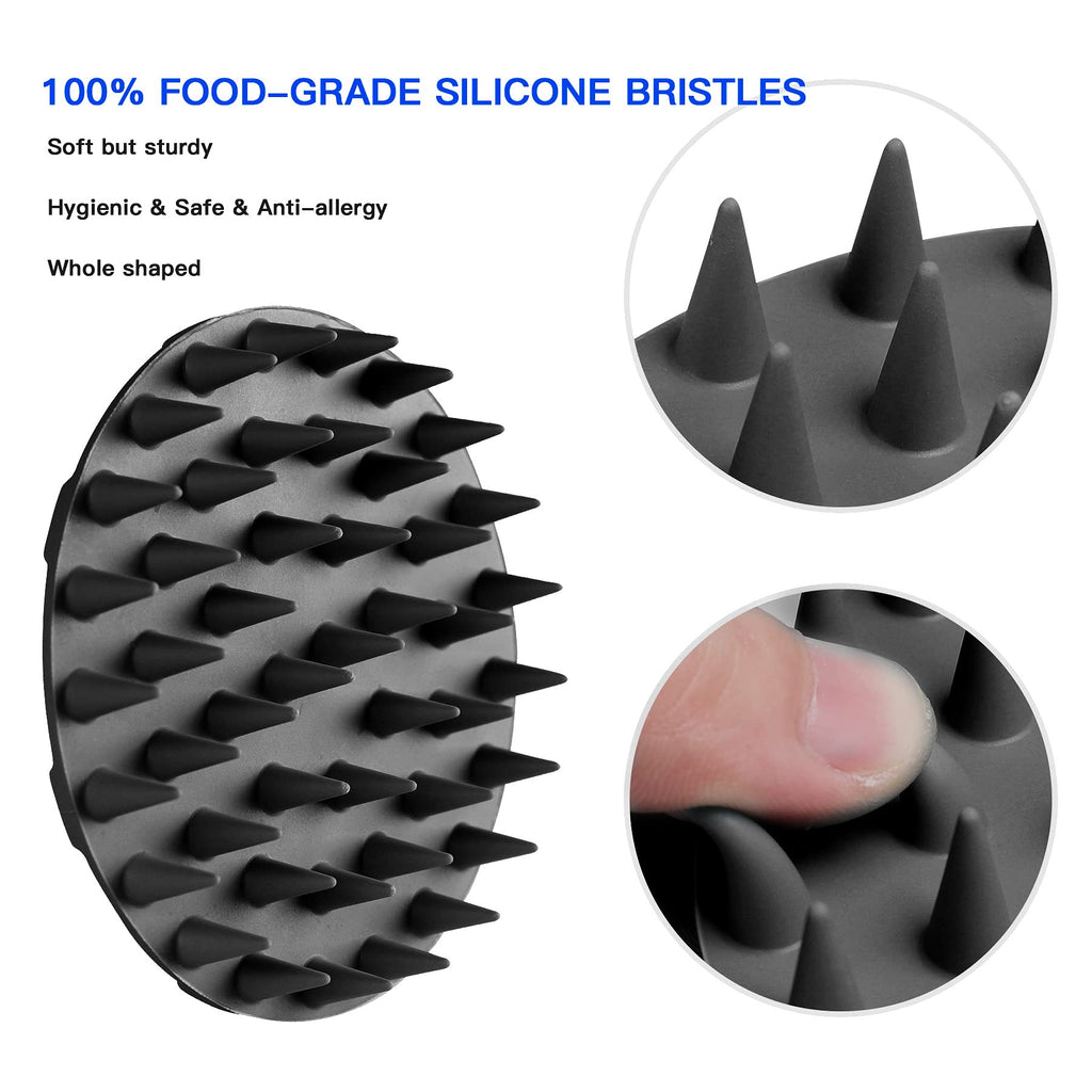 One-piece Silicone Scalp Massager Shampoo Brush Hair Wash, Black+Pink