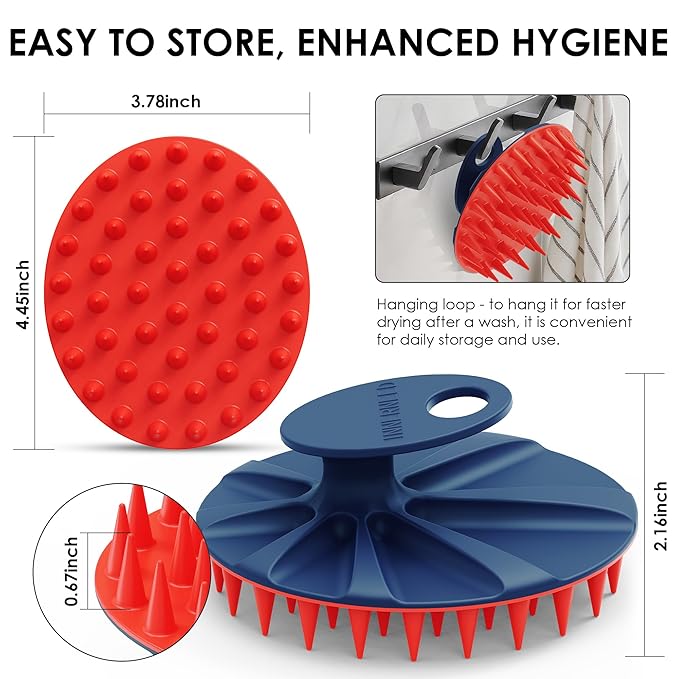 INNERNEED Silicone Scalp Scrubber for Hair Washing & Scalp Massage, Red