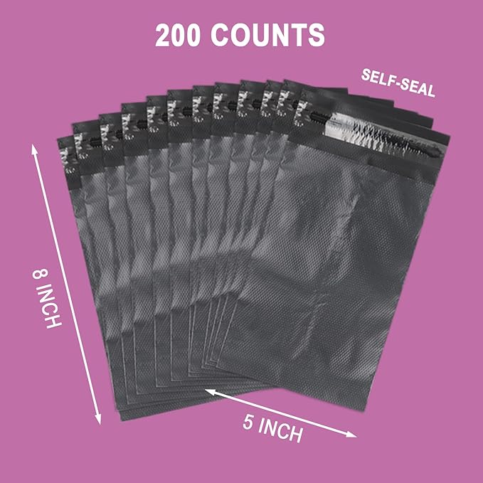 Feminine Personal Disposal Bags - 200pc Grey Opaque and 2pcs Storage Bags for Tampons, Pads, Liners