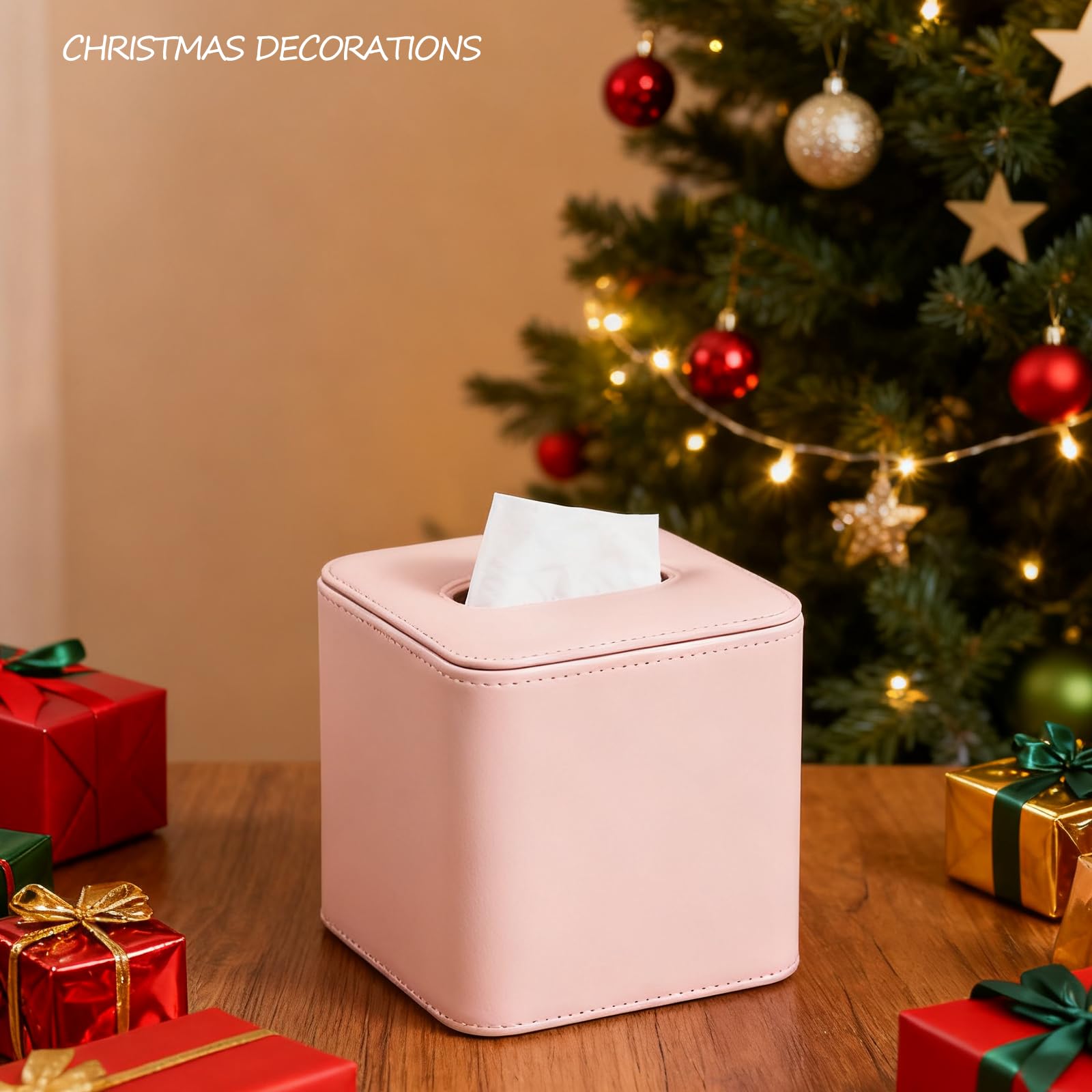 TNIIFXC Tissue Box Holder Square PU Leather Stylish Facial Tissue Box with Magnetic Closure Decorative Cube Tissue Box Cover for Bathroom Vanity Office