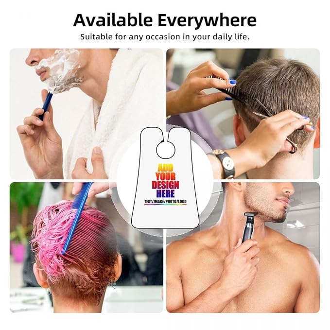 Custom Beard Bibs Apron Personalized Beard Hair Catcher Add Photo Picture Text Waterproof Beard Shave Cape for Shaving Trimming for Birthday Father's Day Gifts White