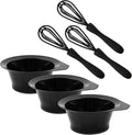 Hair Dye Bowl and Whisk Set - 3 Salon Tint Mixing Bowls - 3 Color Whisks