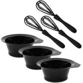 Hair Dye Bowl and Whisk Set - 3 Salon Tint Mixing Bowls - 3 Color Whisks