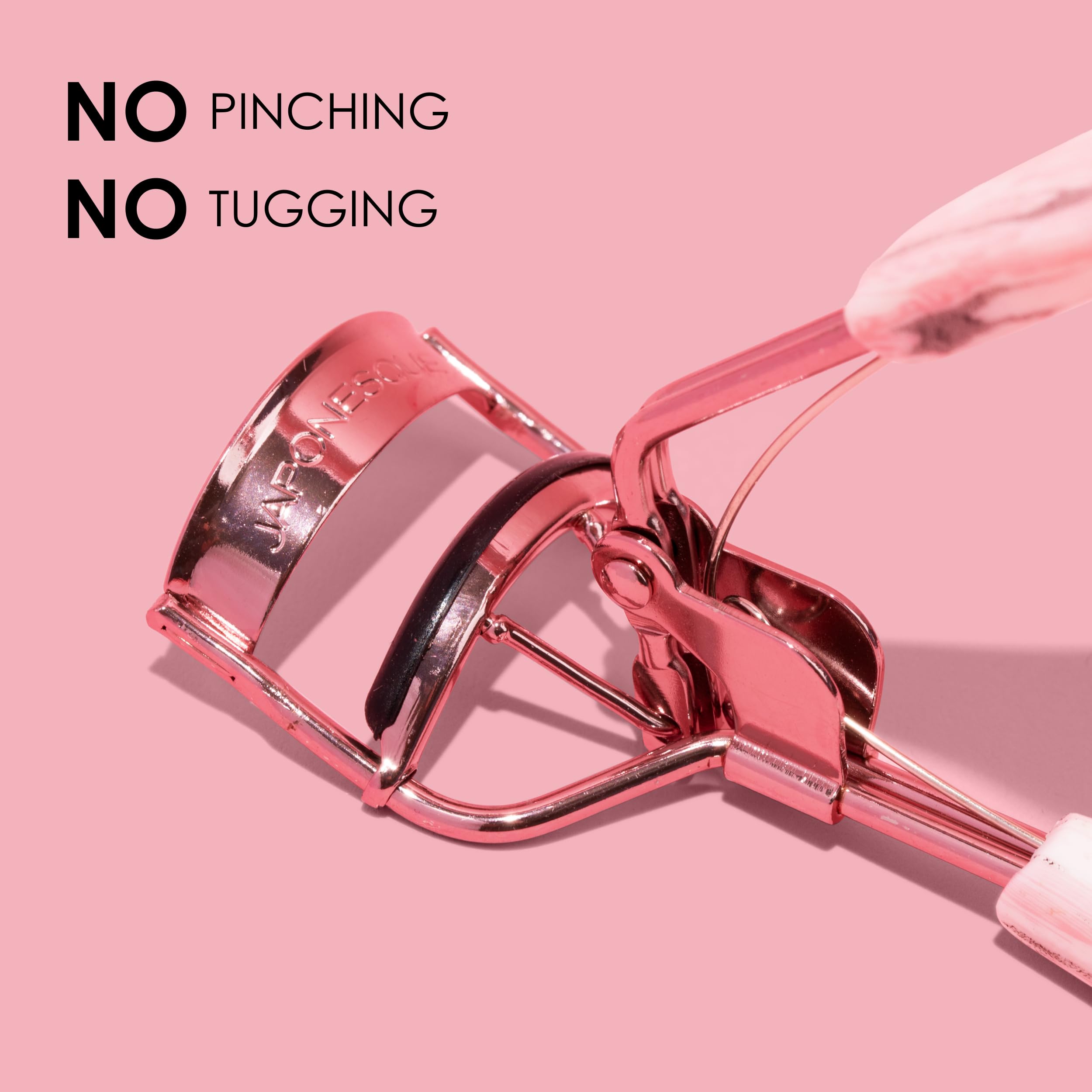 JAPONESQUE Comfort Grip Eyelash Curler for Natural & False Lashes, Universal Fit, Long-Lasting Curl