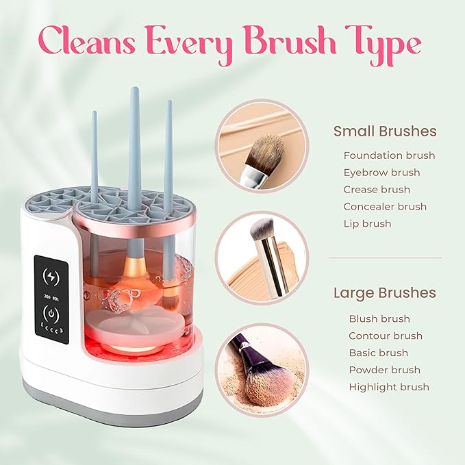 BRISEL 3-in-1 Electric Makeup Brush Cleaner & Dryer Machine, Automatic Cosmetic Brush Washer, USB Powered with LED, Deep Cleaning & Fast Drying, Fits All Makeup Brushes & Sponges