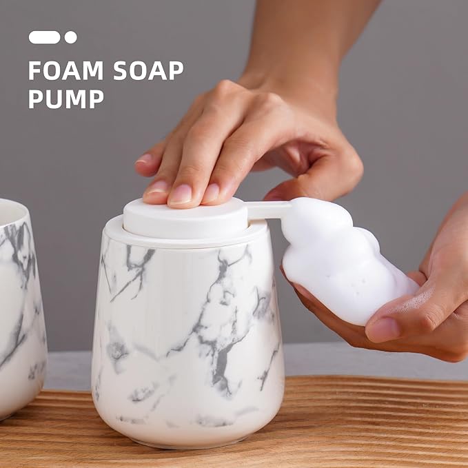 Agyiuns soap Dispenser Ceramic foaming soap Dispenser with Easy-to-Press Pump for Bathroom 12 oz refillable Liquid Hand soap Dispenser for Hand sanitizers, lotions