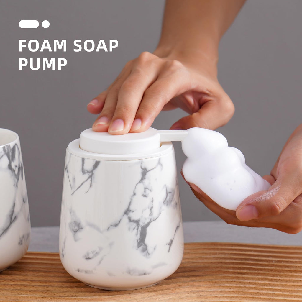 Agyiuns soap Dispenser Ceramic foaming soap Dispenser with Easy-to-Press Pump for Bathroom 12 oz refillable Liquid Hand soap Dispenser for Hand sanitizers, lotions