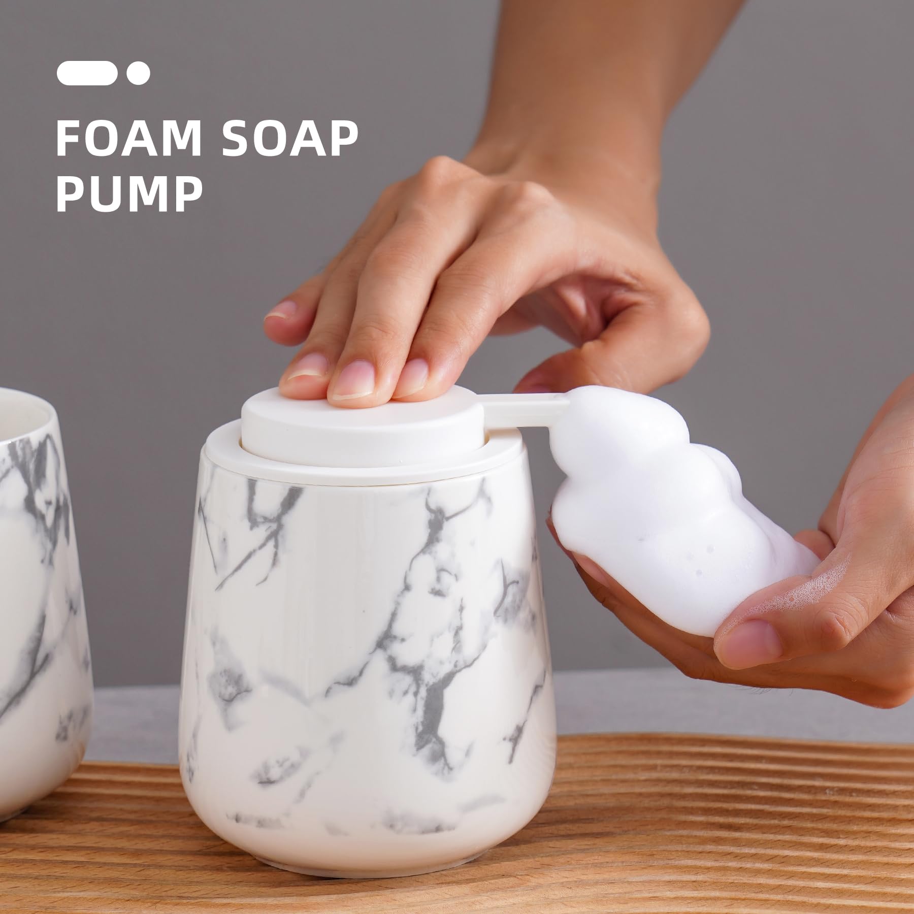 Agyiuns soap Dispenser Ceramic foaming soap Dispenser with Easy-to-Press Pump for Bathroom 12 oz refillable Liquid Hand soap Dispenser for Hand sanitizers, lotions