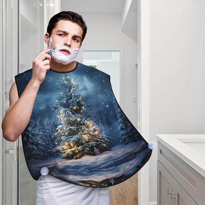Fall Pumpkin Print Beard Bib Shaving Apron, Beard Hair Trimming Cape Gift For Dad