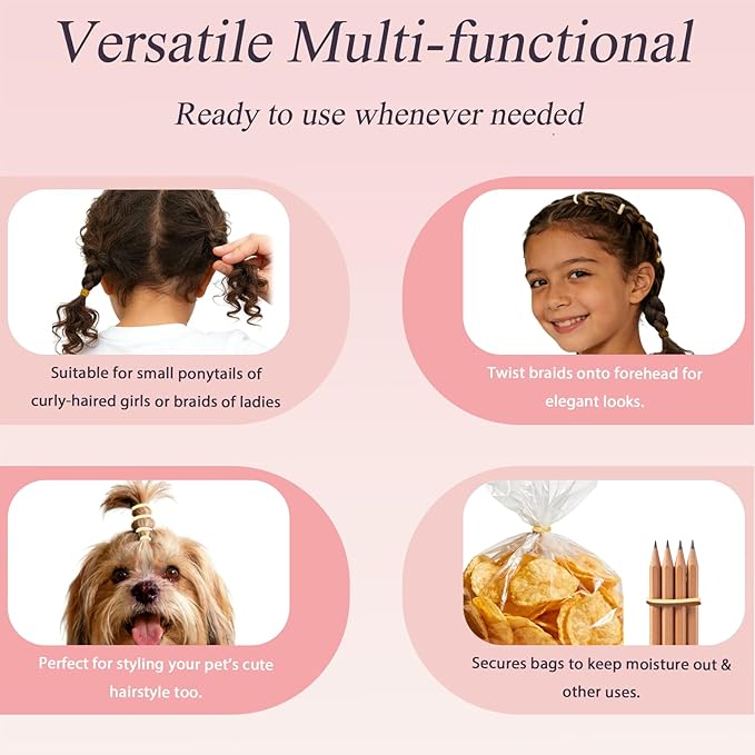 1000pcs Mini Hair Rubber Bands, Soft & Durable Plastic Elastic Hair Ties for Little Girls, Stretch Ponytail Ties for Kids Hairstyles and Braids