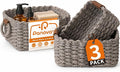 Storage Basket, Recycled Paper Rope Bathroom Basket Organizer, 3Pcs Small Baskets for Organizing, Mini wicker Basket for Decorative Storage Bins, Shelves, Bathroom, Cabinet - Grey