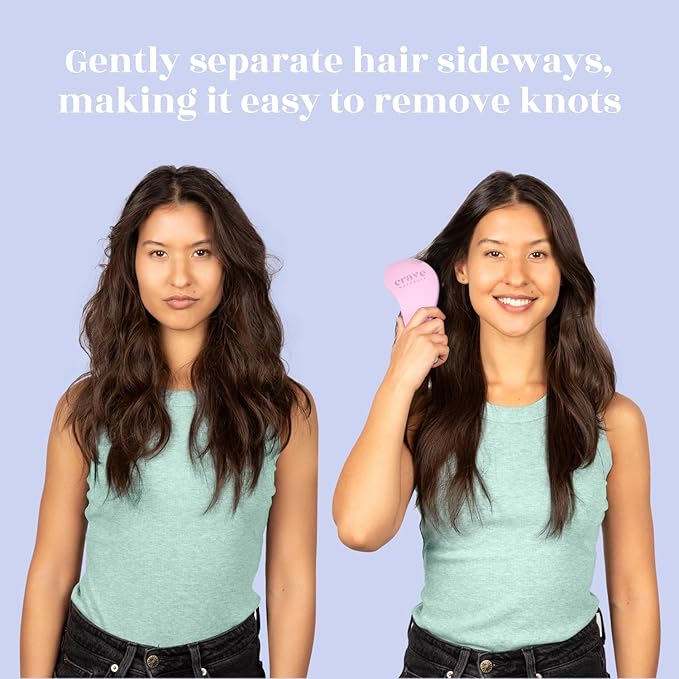 Crave Naturals Glide Thru Detangling Brush For Natural, Curly, Straight, Wet or Dry Hair - Gentle Detangler Brush Styling Tool for Adults, Kids, Toddlers and Little Girls - 8.4x3.4", Pink