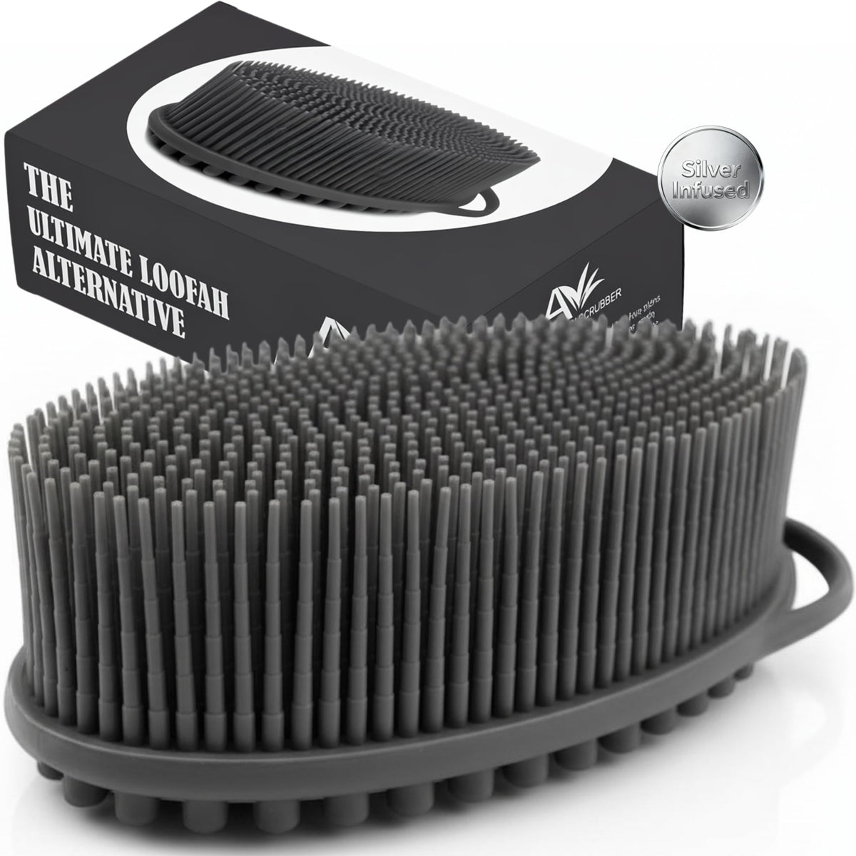 Avilana Premium Silicone Body Scrubber - Trusted Since 2017 - SGS Certified Food Grade Dual Sided Bath Brush, Quick-Dry Exfoliating Loofah Alternative, Massage Brush Sensitive Skin Women Men