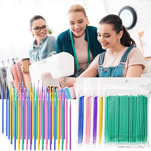Cindeer 500 Pcs 3 Size Sewing Machine Cleaning Swabs Micro Applicator Brushes Disposable Clean Brushes Micro Swab Pointed Tips Multi Colored Lab Swabs for Cleaning Paint Sewing Machine