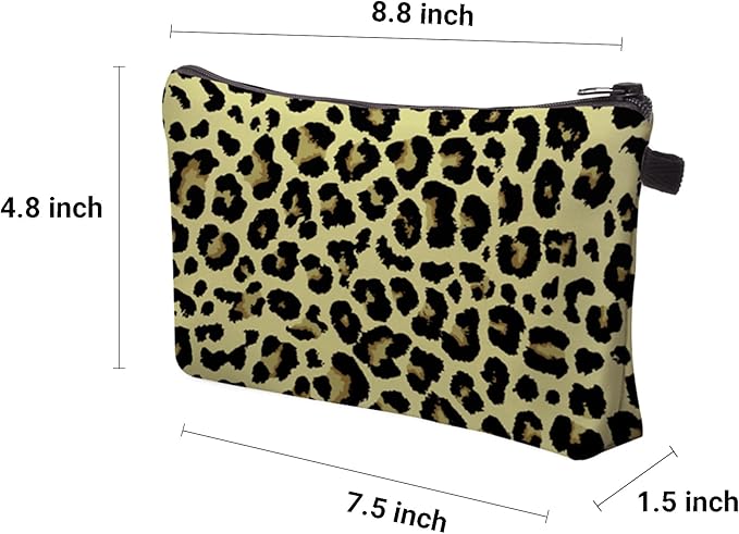 Aiphamy Cute Travel Makeup Bag Cosmetic Bag Small Pouch Gift for Women (Leopard Print)