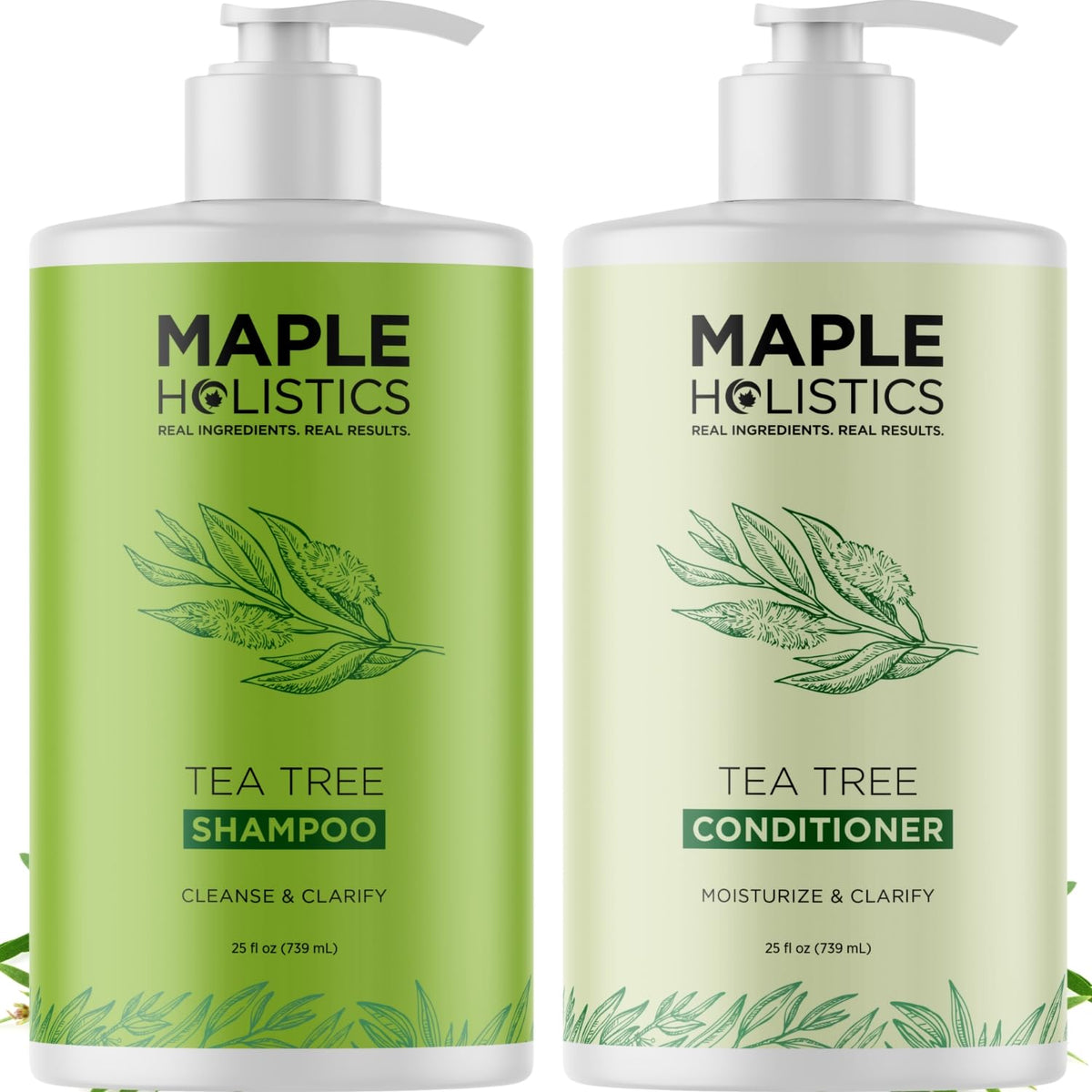 Tea Tree Shampoo and Conditioner Set - Sulfate Free Clarifying Shampoo and Conditioner for Oily Hair & Scalp Care with Australian Tea Tree Oil - Complete Dry Scalp Treatment for Build Up (8 Fl Oz)