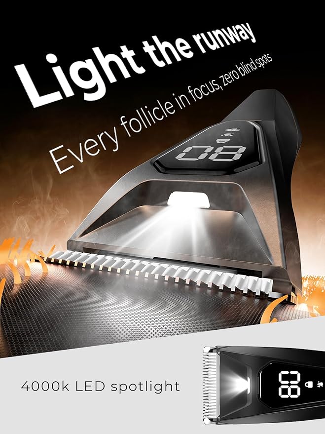 Lijecozy Body Hair Trimmer for Men: Pubic Hair Trimmer with Wireless Charging & 4000K LED Display, Waterproof Wet Dry Body Groomer for Face Legs, 90Min, Ceramic Blade