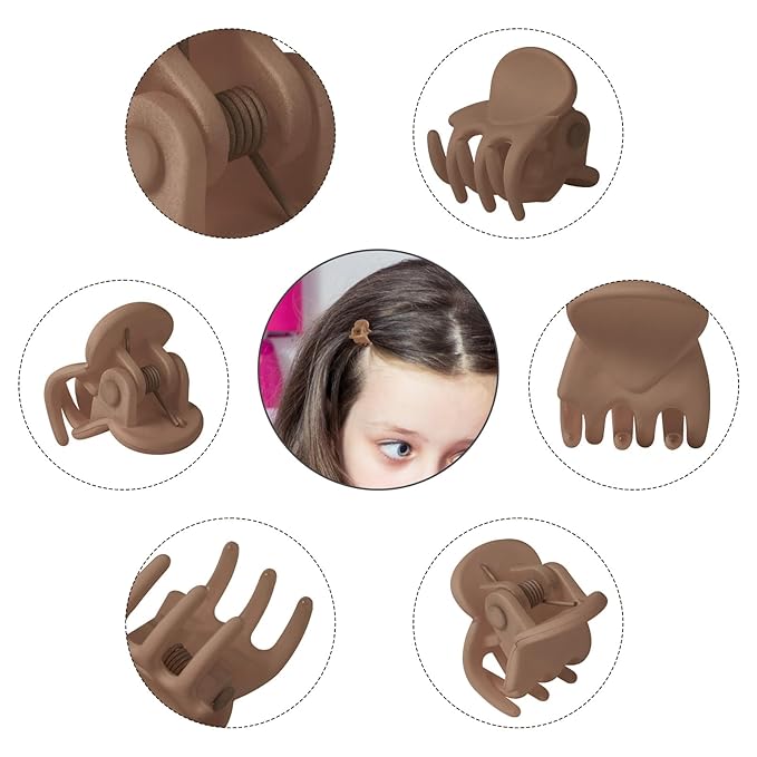 YOHAMA 36Pcs Dark Brown Mini Hair Claw Clips for Women&Girls, Bangs Clamp